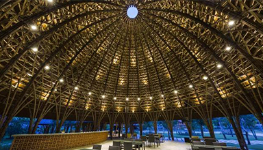 现代竹建筑越南竹结构圆顶礼堂 如痴如醉梦幻般竹景观