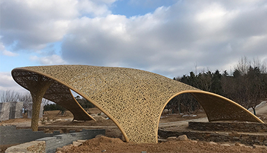 山东.青岛女姑山公园 竹编建筑  竹景观